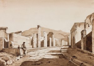 Pompeii, med tillegg av prins Gaetano Maria Federico di Borbone (1846-1871), 1854 (blyant og sepiavask på papir)